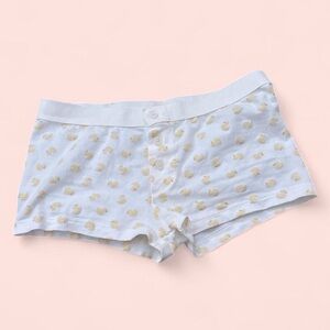 White Boxer Shorts with Yellow Duck Print